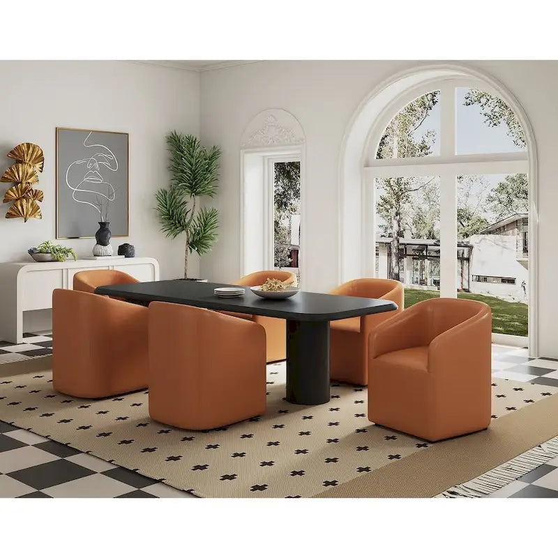 Manhattan Comfort Anna Modern Round Faux Leather Dining Armchair