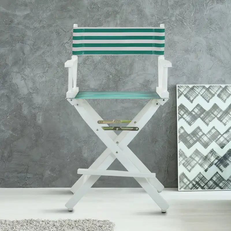 24 Director's Chair White Frame-Teal Cabana - 23W x 19D x 39.5H