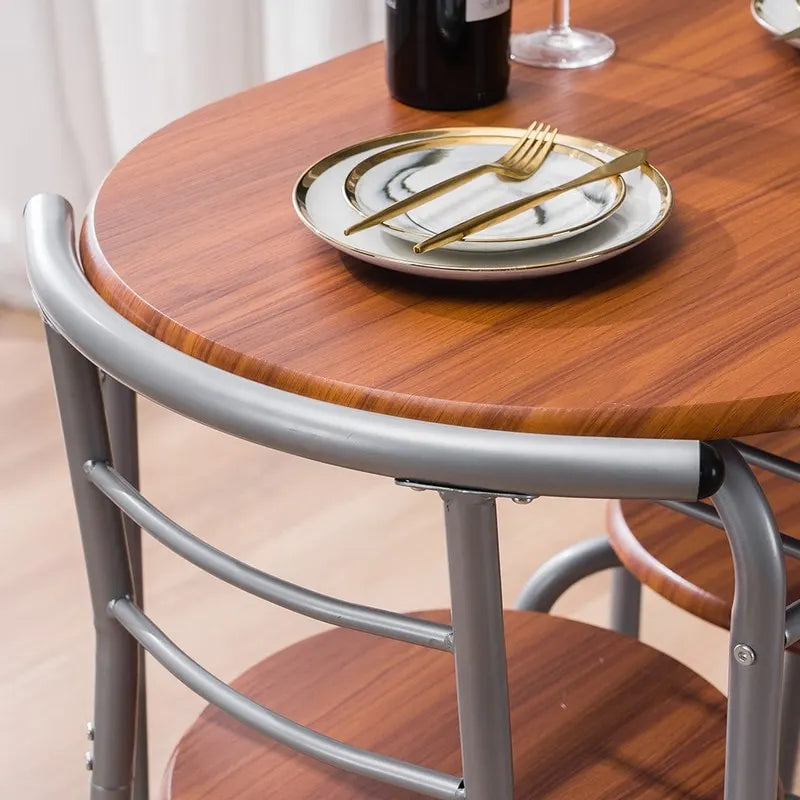 Silver/ Light Brown 3-piece Breakfast Bar Table Set