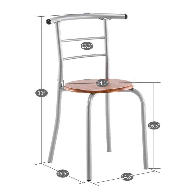 Silver/ Light Brown 3-piece Breakfast Bar Table Set