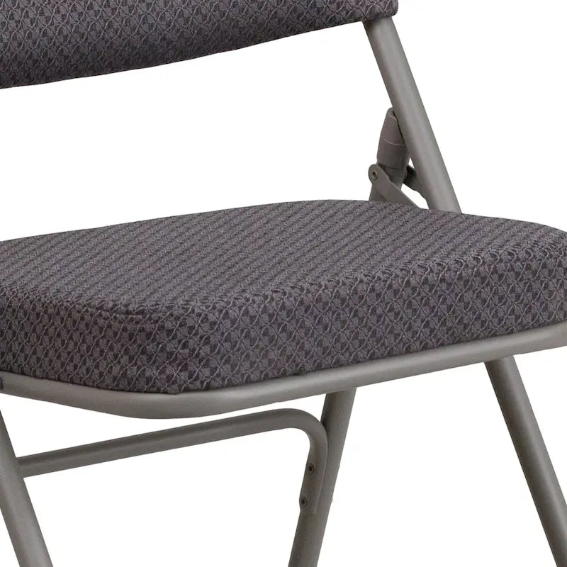 2 Pack Curved Triple Braced & Hinged Fabric Upholstered Metal Folding Chair