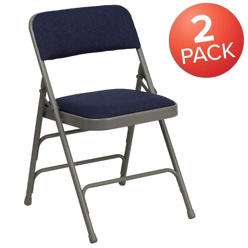 Set of 2 Metal Folding Chairs with Padded Seats