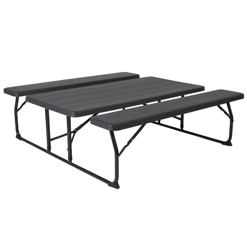 All-In-One Folding Picnic Table and Bench Set - Adult Size, Wood Grain