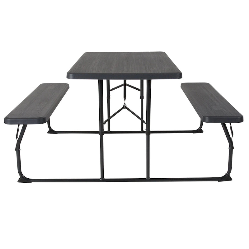 All-In-One Folding Picnic Table and Bench Set - Adult Size, Wood Grain