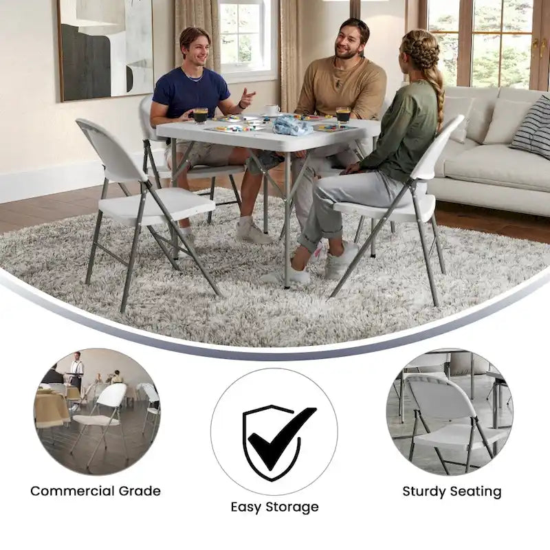 2 PK 330 lb. Capacity Plastic Folding Chair with Charcoal Frame