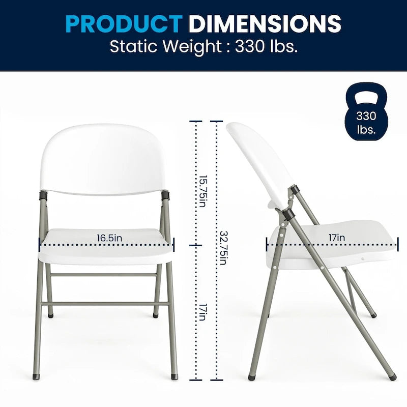 2 PK 330 lb. Capacity Plastic Folding Chair with Charcoal Frame