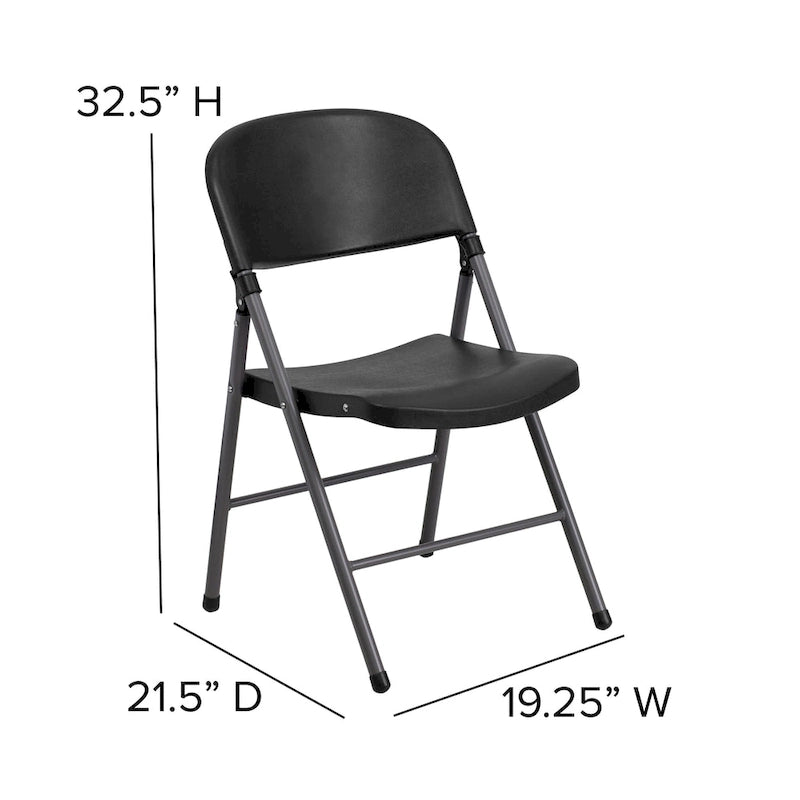 2 PK 330 lb. Capacity Plastic Folding Chair with Charcoal Frame