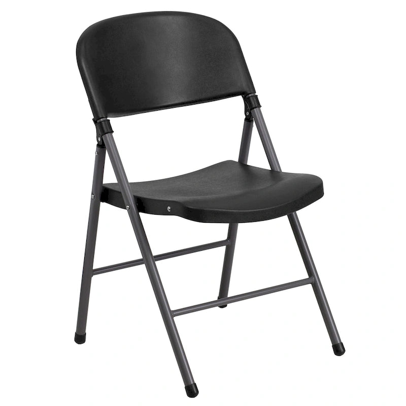 2 PK 330 lb. Capacity Plastic Folding Chair with Charcoal Frame