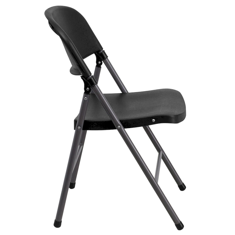 2 PK 330 lb. Capacity Plastic Folding Chair with Charcoal Frame