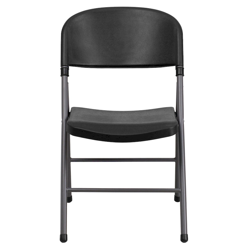 2 PK 330 lb. Capacity Plastic Folding Chair with Charcoal Frame