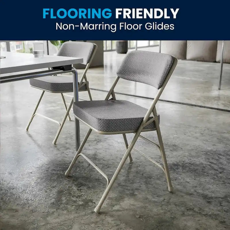 2 Pack Curved Triple Braced & Double Hinged Upholstered Metal Folding Chair