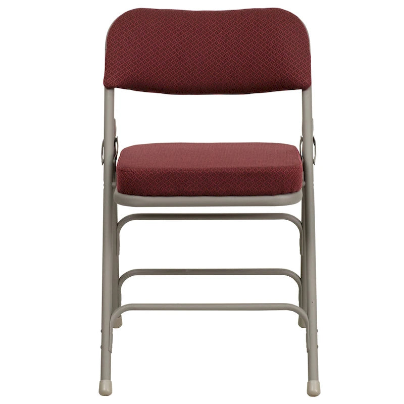 2 Pack Curved Triple Braced & Double Hinged Upholstered Metal Folding Chair