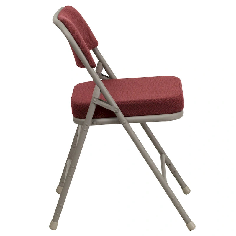 2 Pack Curved Triple Braced & Double Hinged Upholstered Metal Folding Chair