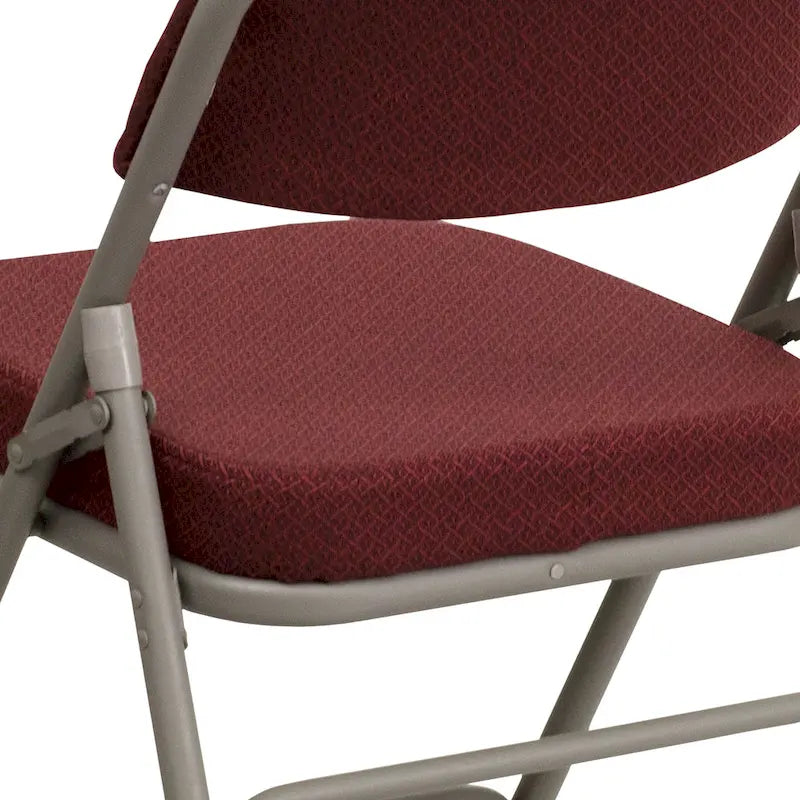 2 Pack Curved Triple Braced & Double Hinged Upholstered Metal Folding Chair