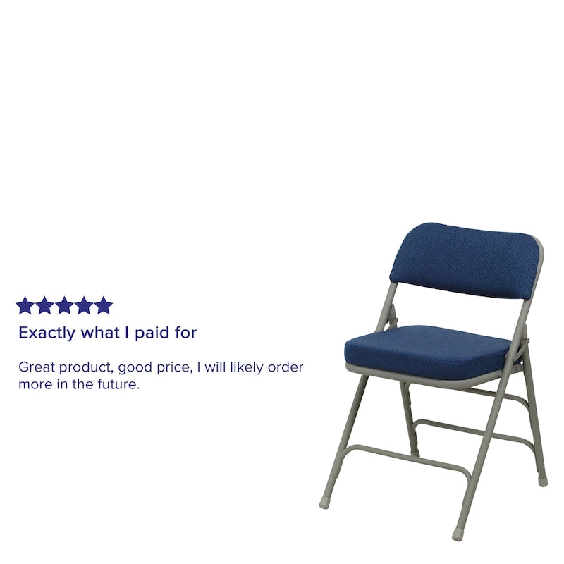 2 Pack Curved Triple Braced & Double Hinged Upholstered Metal Folding Chair