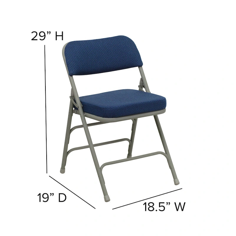 2 Pack Curved Triple Braced & Double Hinged Upholstered Metal Folding Chair