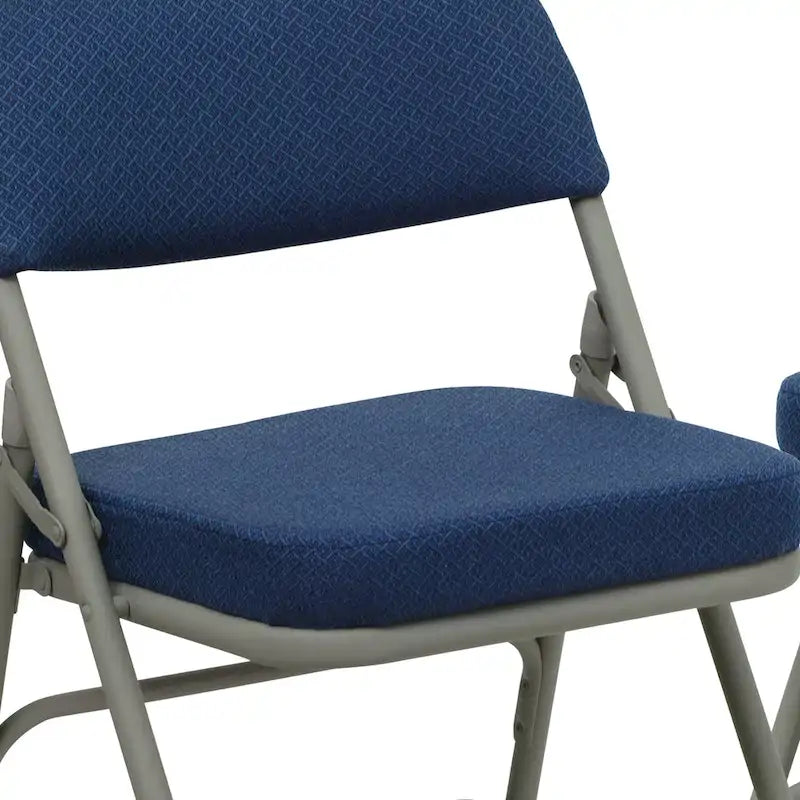 2 Pack Curved Triple Braced & Double Hinged Upholstered Metal Folding Chair