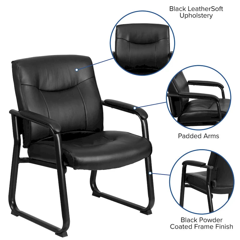 Big & Tall Soft Leather Sled Base Executive Reception Chair