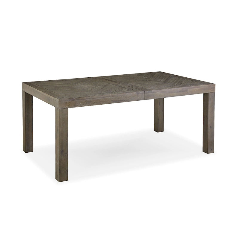 72-89 Inch Extendable Acacia Wood Dining Table, Herringbone Pattern, Gray