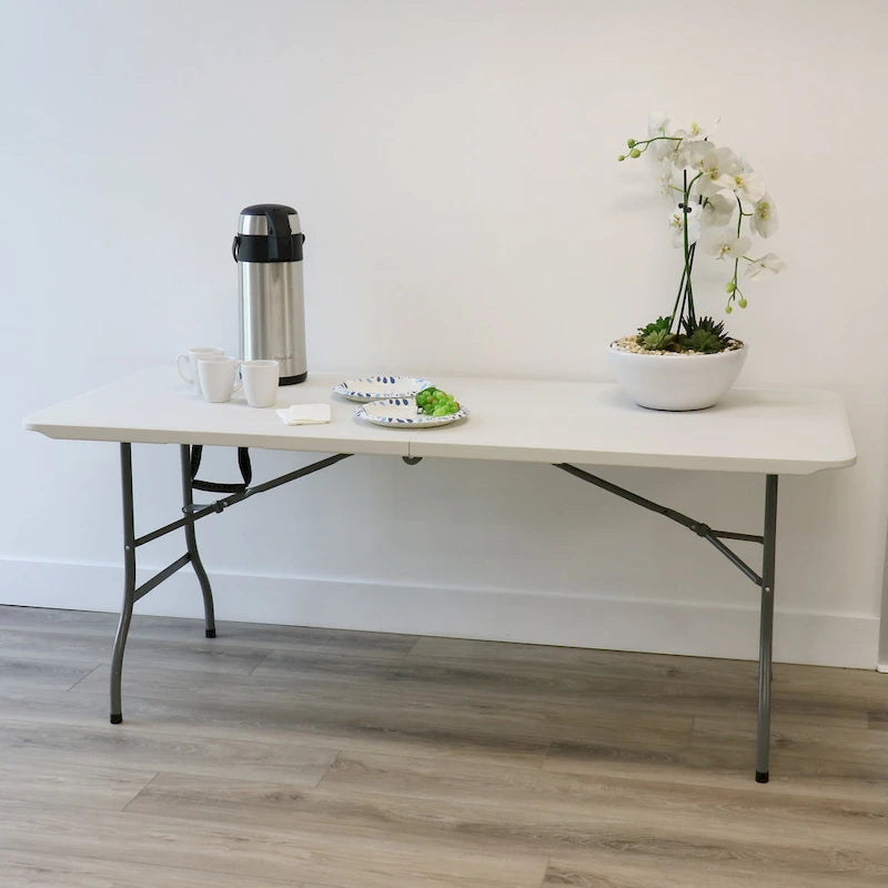 6 Foot Plastic Folding Table in White