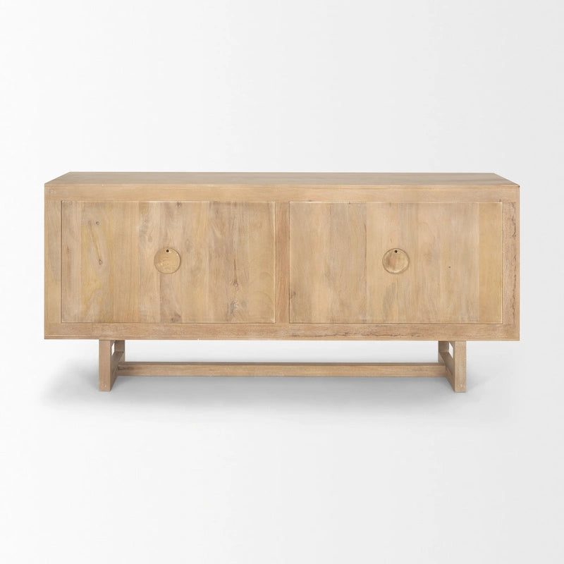 Grier Light Brown Solid Wood with Cane 4 Door Sideboard - 72.0L x 18.0W x 31.0H