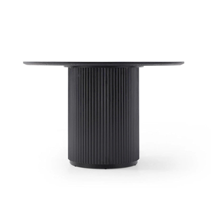 Black Round Dining Table, MDF handcraft Pedestal Dining Room Table
