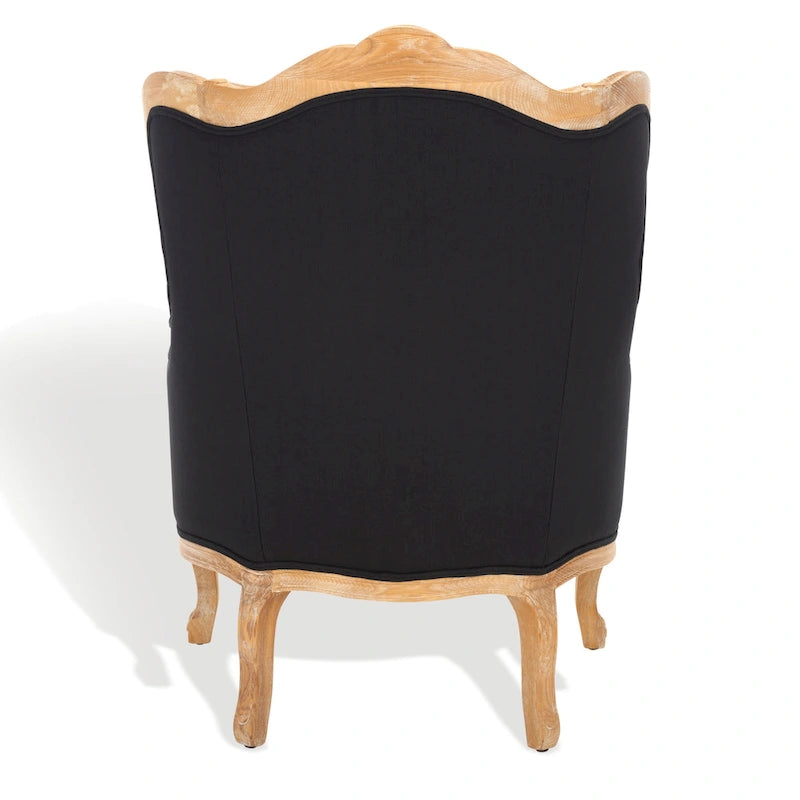 SAFAVIEH Couture Kali Oak Natural Linen Wing Chair - 34Wx34Dx40H