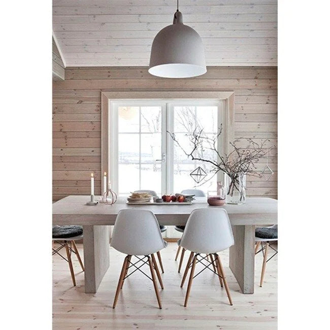 Set of 2 Mid-Century Modern Dining Chairs Armless Plastic Shell Seat with Natural Wooden Eiffel Leg Base, Red