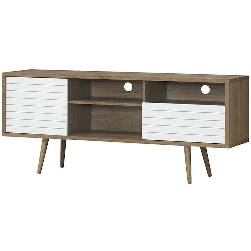 Gymax Modern TV Stand/Console Cabinet 3 Shelves Storage Drawer Splayed - See Details