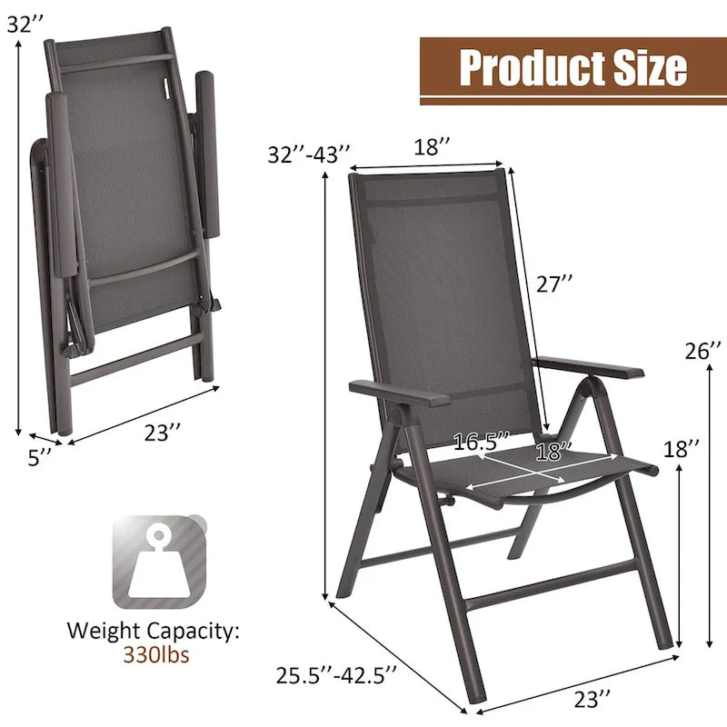 Costway 4PCS Patio Folding Dining Chairs Aluminium Adjustable Back - See details