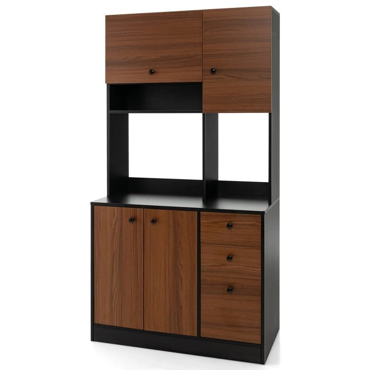 71 Inch Kitchen Pantry with 3 Storage Cabinet and 3 Deep Drawers