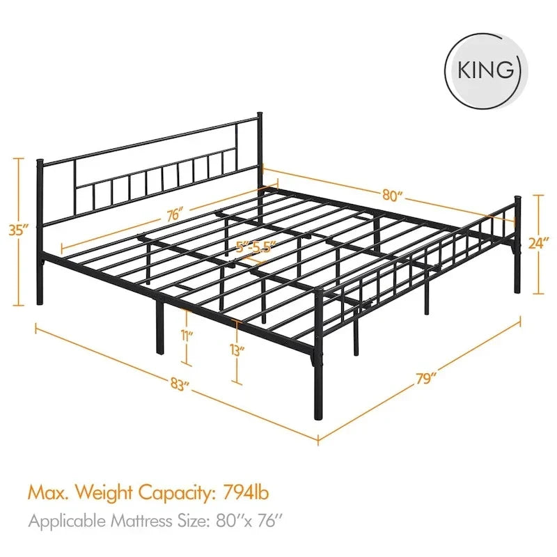 Yaheetech Basic Metal Bed Frame with Headboard and Footboard Bed Foundation