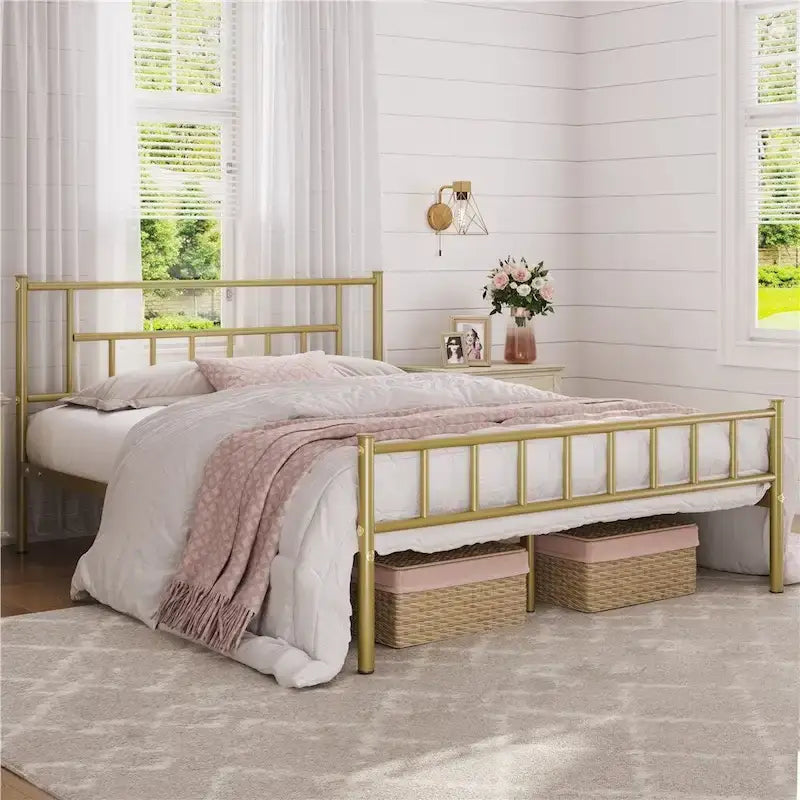 Yaheetech Basic Metal Bed Frame with Headboard and Footboard Bed Foundation