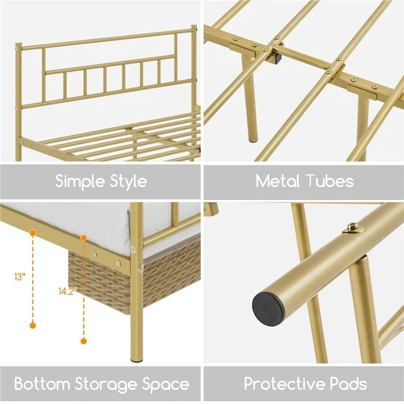 Yaheetech Basic Metal Bed Frame with Headboard and Footboard Bed Foundation