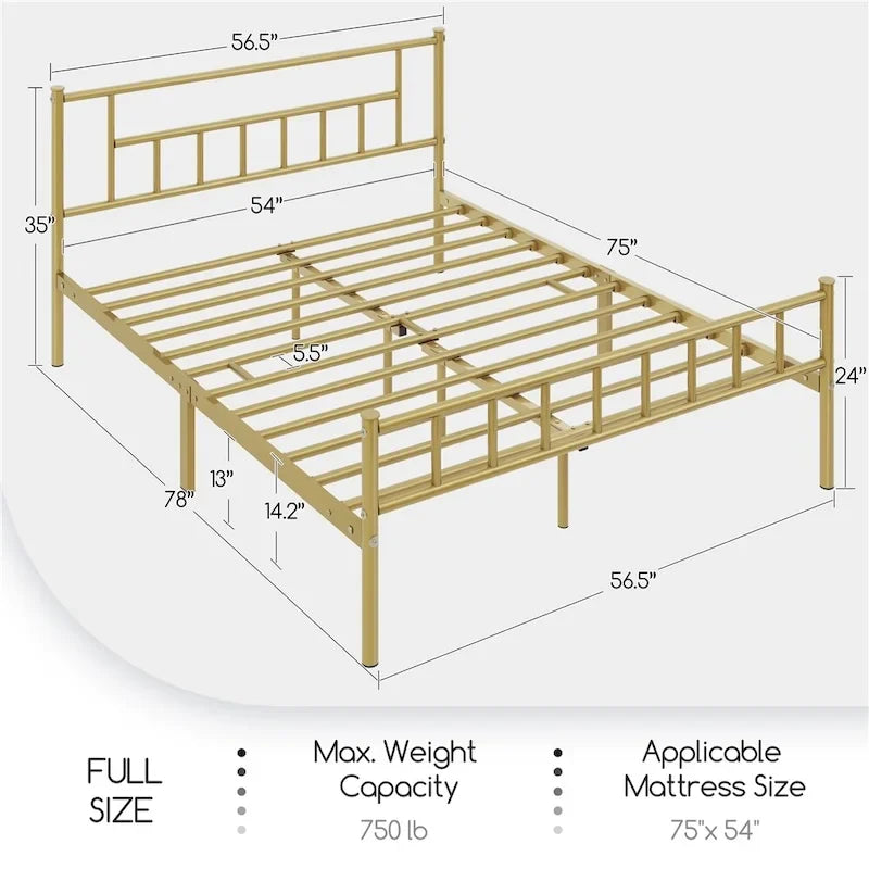 Yaheetech Basic Metal Bed Frame with Headboard and Footboard Bed Foundation