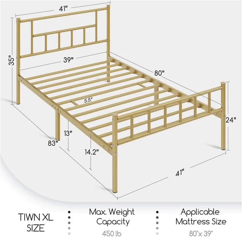 Yaheetech Basic Metal Bed Frame with Headboard and Footboard Bed Foundation