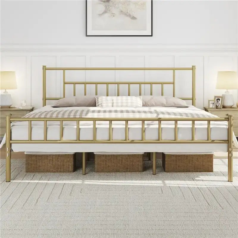 Yaheetech Basic Metal Bed Frame with Headboard and Footboard Bed Foundation