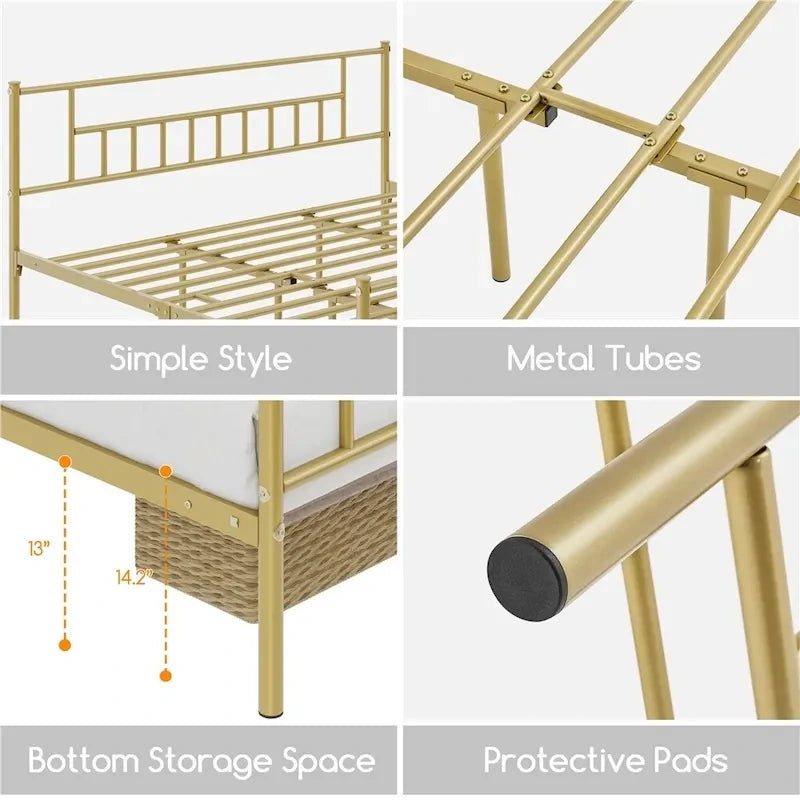 Yaheetech Basic Metal Bed Frame with Headboard and Footboard Bed Foundation