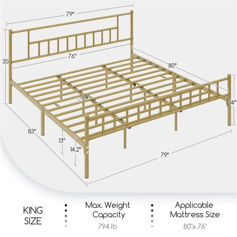 Yaheetech Basic Metal Bed Frame with Headboard and Footboard Bed Foundation