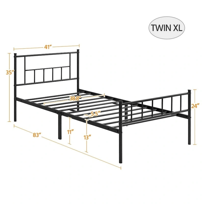 Yaheetech Basic Metal Bed Frame with Headboard and Footboard Bed Foundation