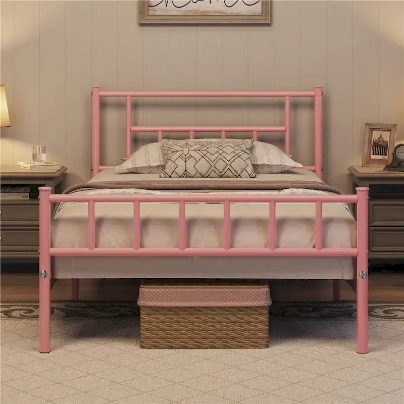 Yaheetech Basic Metal Bed Frame with Headboard and Footboard Bed Foundation