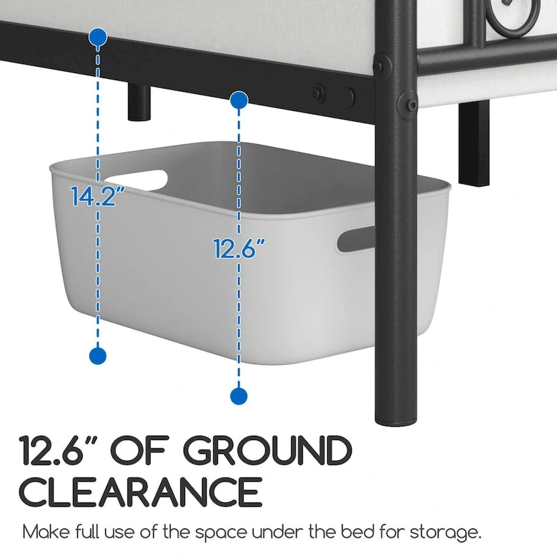 Yaheetech Graceful Scroll Metal-Framed Bed Iron Twin Bed Foundation