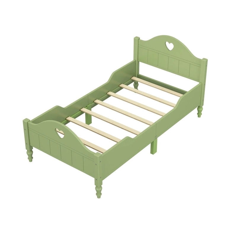 Macaron Twin Size Toddler Bed with Side Safety Rails and Headboard and Footboard,Light Pink
