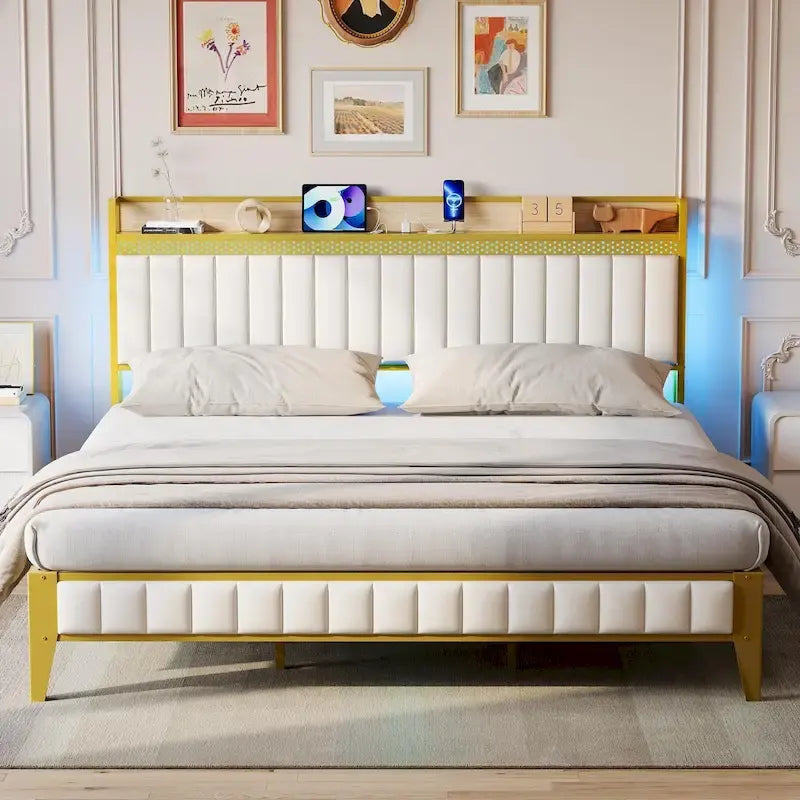 Bed Frame with Charging Station