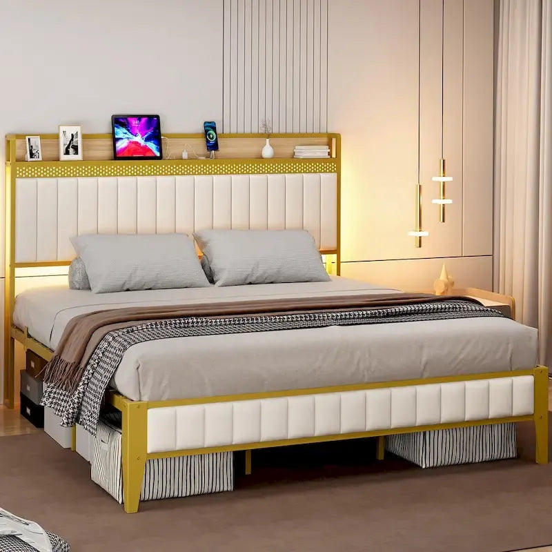 Bed Frame with Charging Station