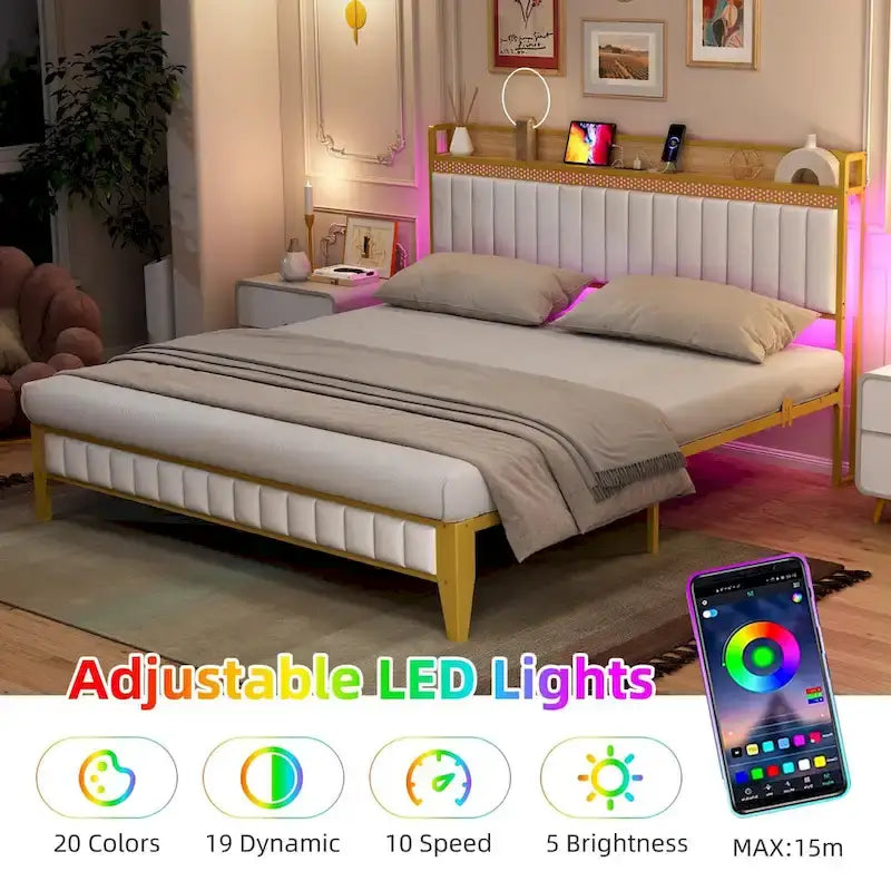Bed Frame with Charging Station