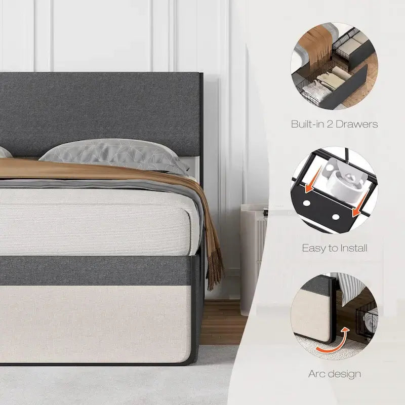 Bed Frame with 2 Storage Drawers