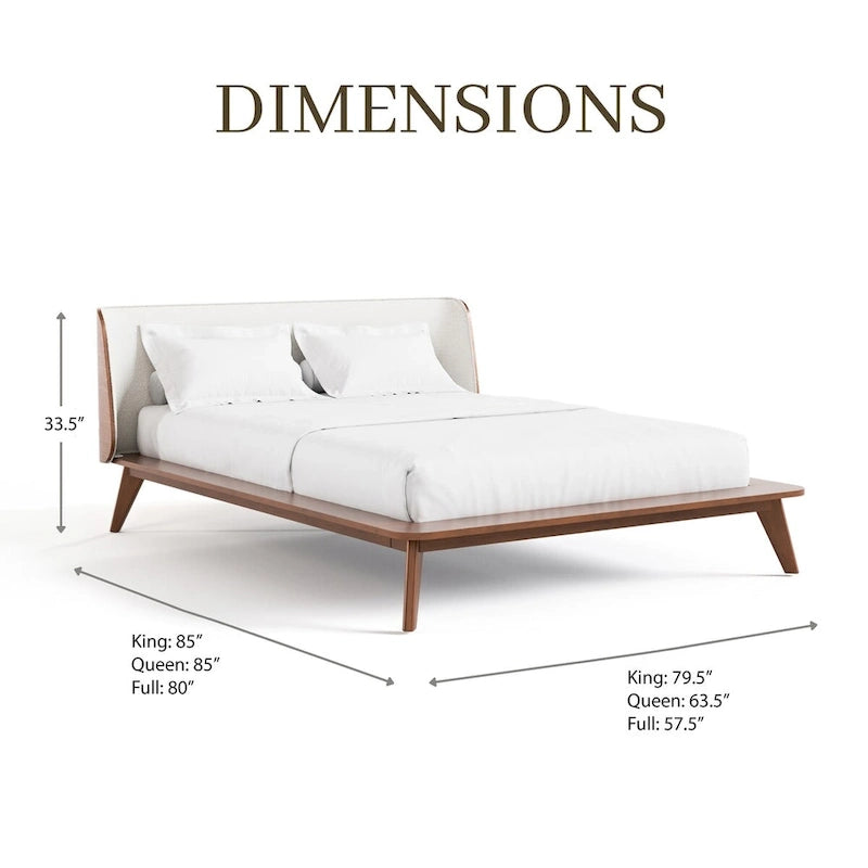 Furniture of America Beau Midcentury 5-Piece Boucle Wingback Queen Low Profile Bedroom Set