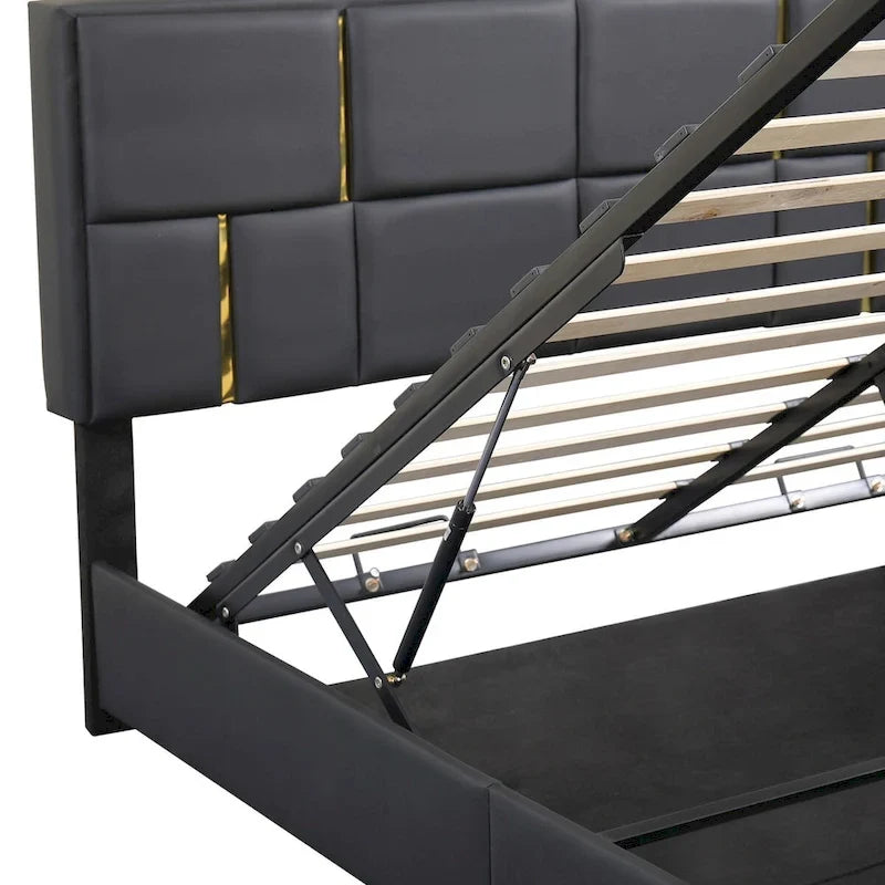 Queen Size Upholstered Platform Bed with Storage Ottoman 2-Pieces Bedroom Sets