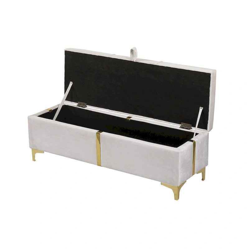 Queen Size Upholstered Platform Bed with Storage Ottoman 2-Pieces Bedroom Sets